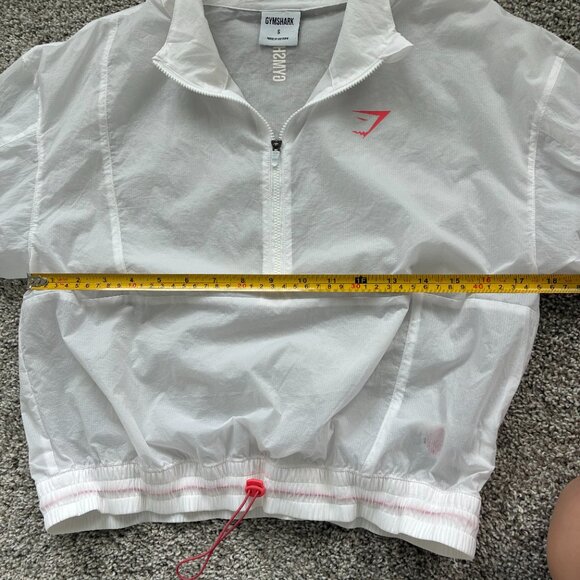 Gymshark Pulse White Woven Windbreaker Cropped Jacket - Picture 12 of 13